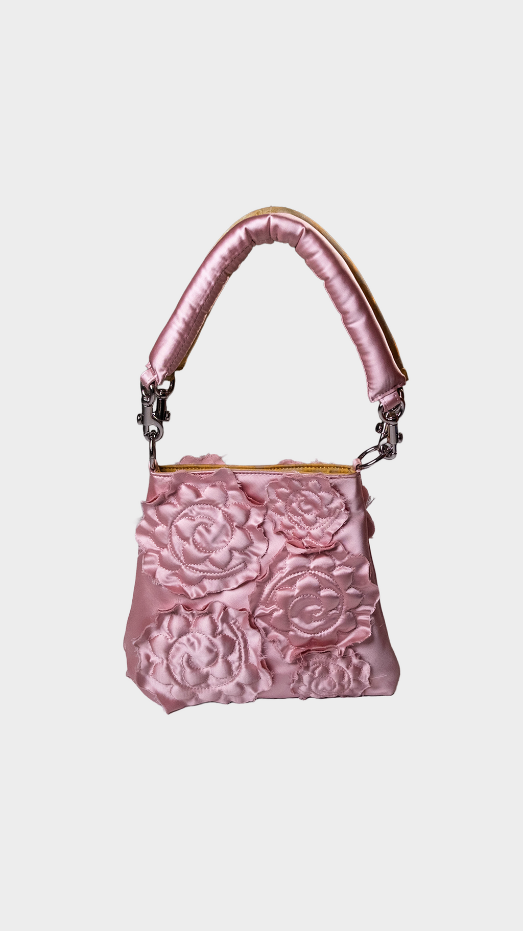 blush spiral rosette handbag