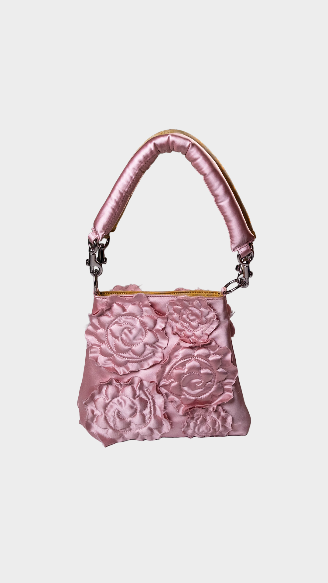 blush spiral rosette handbag